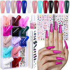 Press on Nails Long, 13 Packs 312 PCS Glossy Press on Nails Long Coffin, Full Co