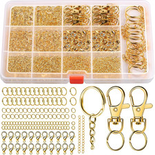 968pcs Jump Rings Jewelry Making Kit with Clasps Gold Silver Rings for Necklace