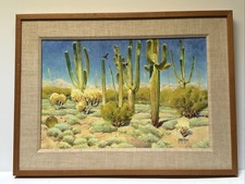 Andrew Peters Painting Landscape Desert Cactus Masterful Famous Impressionist