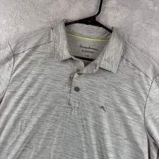 Tommy Bahama Polo Shirt Mens Large Gray IslandZone Performance Golf Tech Stretch