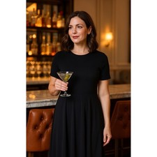 NWT Banana Republic Black Knit Midi Dress Size Small Classic LBD Holiday Party