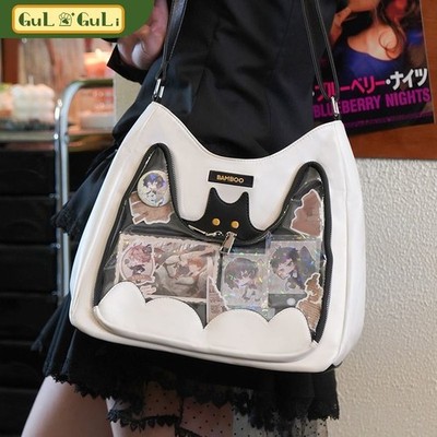 GULIGULI Cute Bat Black Cat Pain Bag New Single Shoulder Crossbody Bag itabag