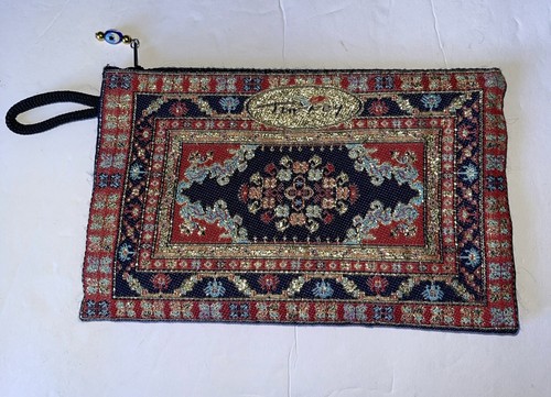 Portafoglio Turco Pochette Cerniera Con Perline Attaccate Vintage Ottime Condizioni - Foto 6 di 9