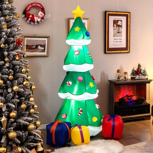 Topbuy 6FT Inflatable Christmas Tree Blow Up Xmas Tree w/ Treetop Star Colorful - Bild 2 von 10