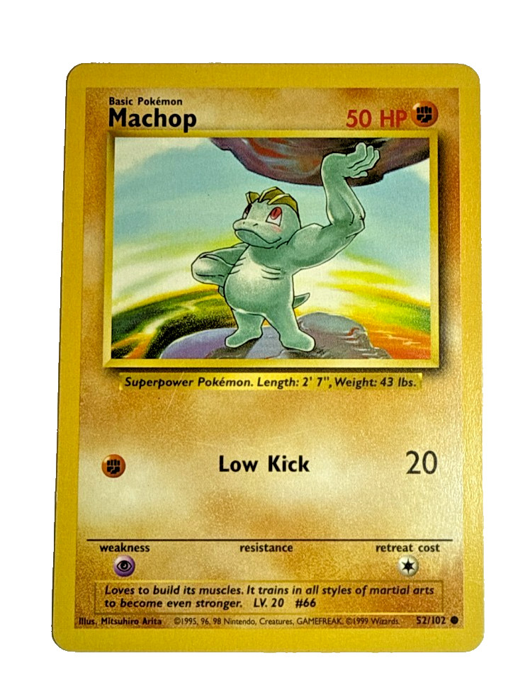 Pokémon TCG – Base Set – Machop 52/102 – Common – Vintage 1999 – LP – English