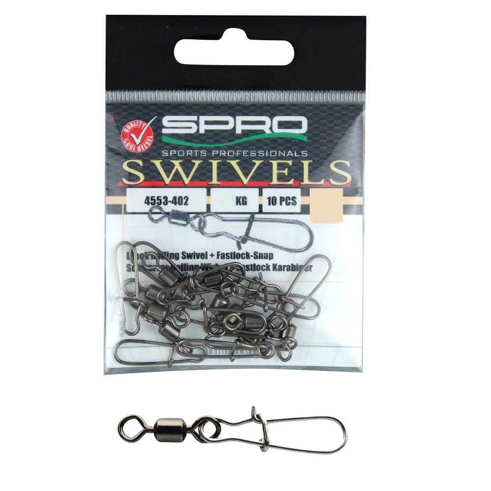 Карабин Spro Rolling Wirbel mit Fast Lock Snap 2 42 кг 10 Stck Wirbel mit 2090₽