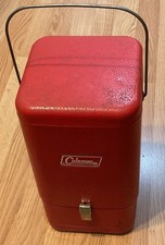 Vintage Coleman Gas Lantern Red Guillotine Metal Case