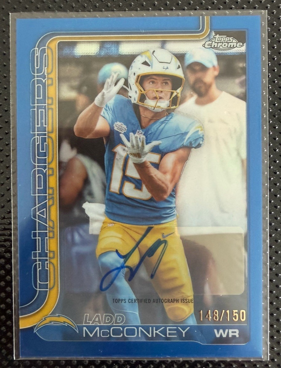 2025 Topps Chrome Auto Ladd McConkey #BA-LM True Blue Ref /150 Color Match! (AU)