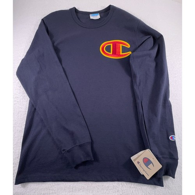 #ad Champion Heritage Tee Big C Long Sleeve Shirt M Blue Red NEW $34.99