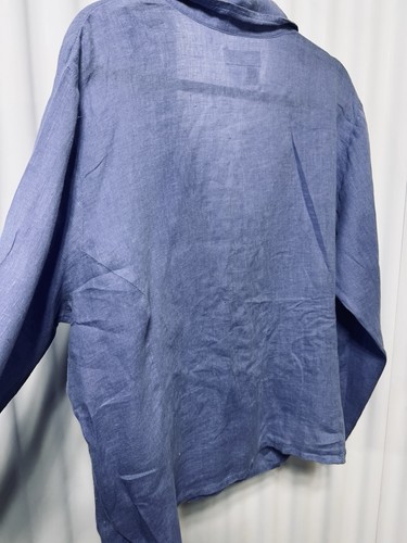 FLAX Linen 3 Button Lavender Top Sz Large Boxy Fit Cottagecore Artsy - Picture 3 of 5