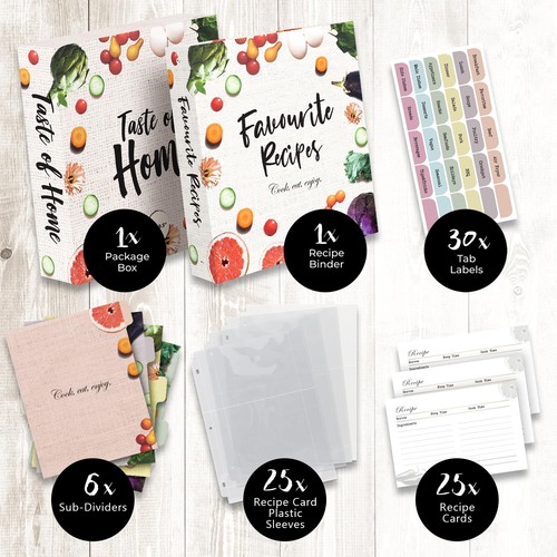 Recipe Binder 8.5" x 9.5", 3 Ring Organizer Blank Recipe Book with 25 Blank R... - Picture 2 of 6