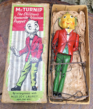 Vintage 1950's BBC Mr Turnip metal marionette boxed 7" puppet by Barret & Son's