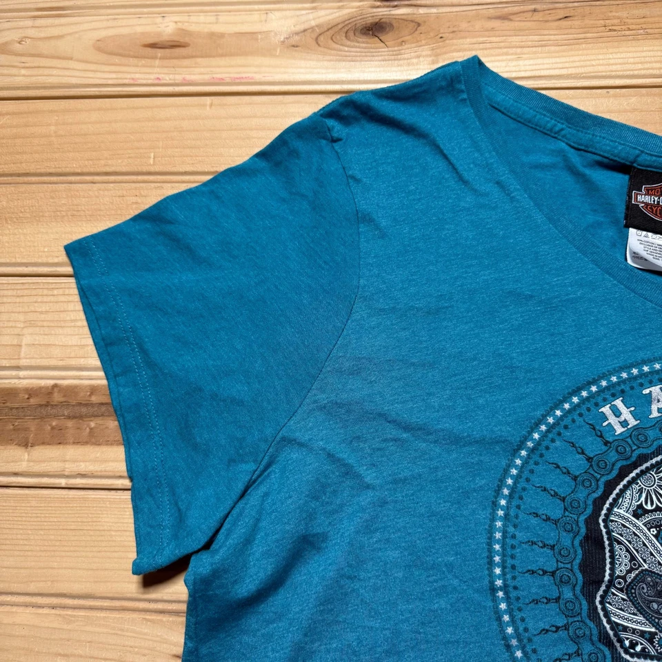 Camisa Harley Davidson Barnett El Paso Texas Calavera Paisley Bandana - 1X Talla Grande Foto 3 de 4
