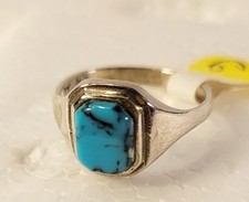 Vintage, Sterling Silver Ring, Genuine Turquoise With Veining, Sizes 4.5, 7
