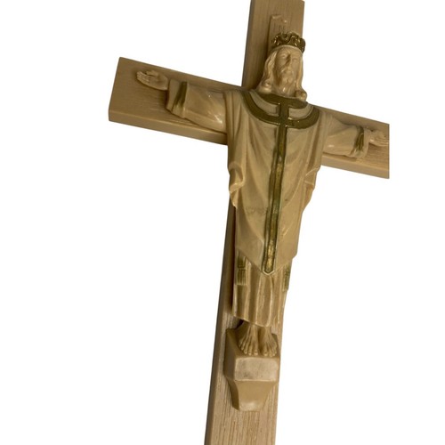 Vintage Plastic Cross Jesus INRI 12" Wall Hanging Gold Trim Paint - Picture 4 of 7