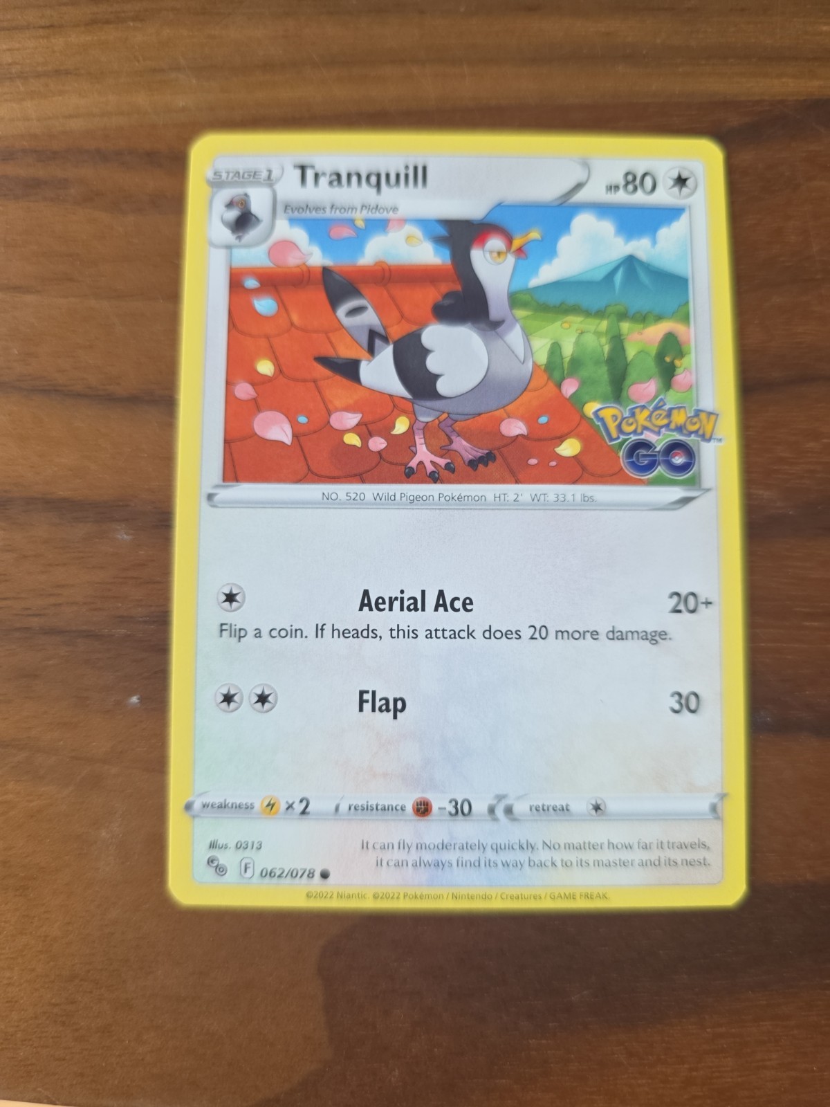 Pokémon TCG Tranquill Pokemon GO 062/078 Regular Common Card NM 2022