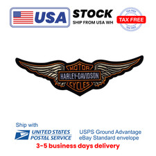 Harley-Davidson 15" Large Wing Patch - Skin Orange Embroidered Back Logo Iron-On