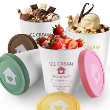 Ice Cream Containers with Silicone Lids for Homemade Ice Cream, 4 Pack 1 Quar...