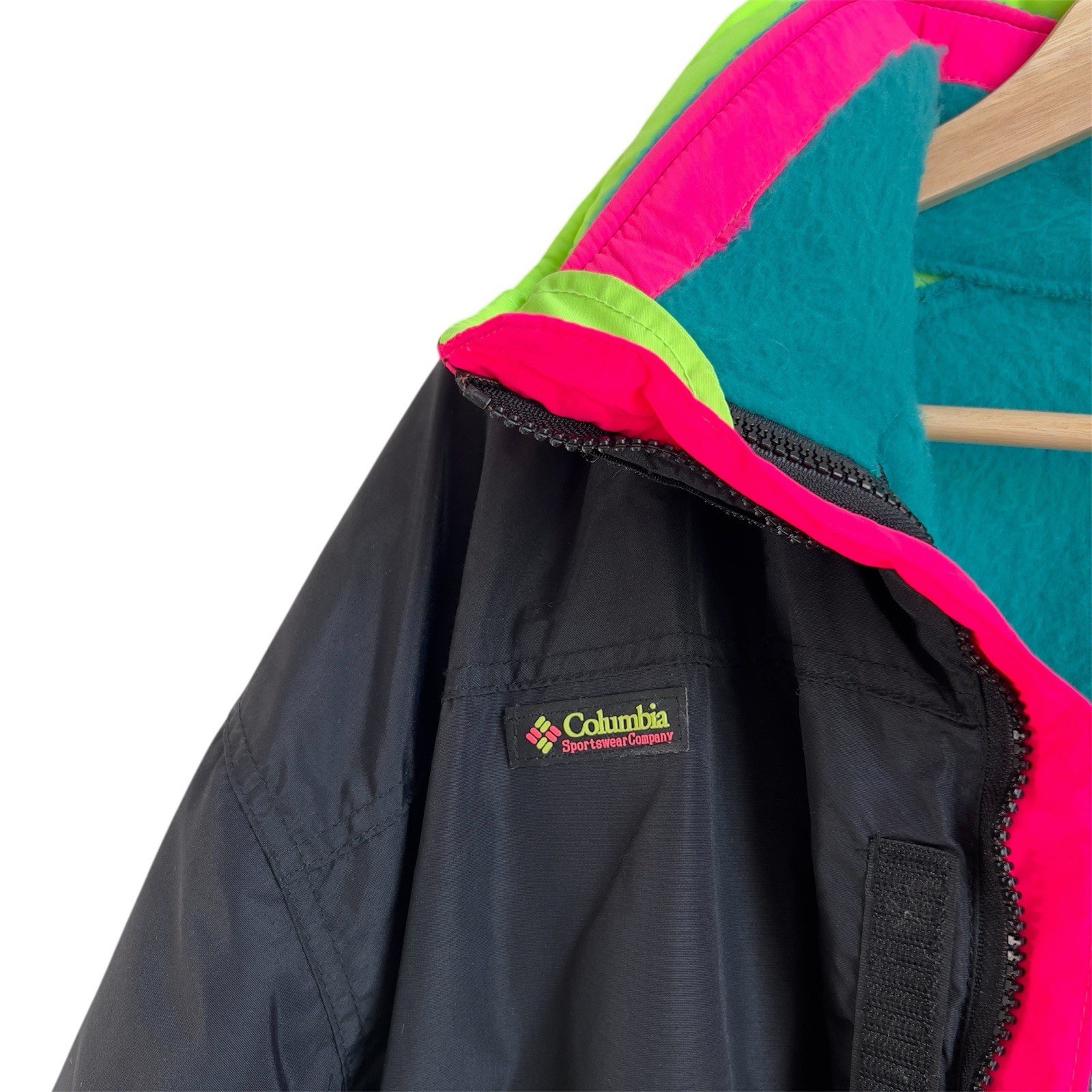 Columbia Bugaboo Interchange 3-in-1 Jacket Men’s L Vintage 90s Neon Ski Coat