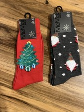 MeMoi Men s Holiday Socks 2 Pair Shoe Size 8-12, Red / Dark Grey Heather