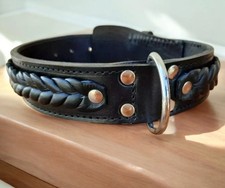 Black Leather Dog Collar K9 Adjustable Extra Wide Heavy Duty for Large Dogs