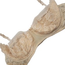 Fredericks of Hollywood Vintage Nude Sheer Lace Underwire Bra large