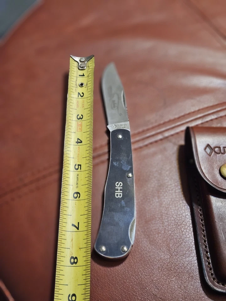 Vintage Cutco 1882 Bullwhip Lockback Folding Pocket Knife USA with Sheath - Image 2 of 4