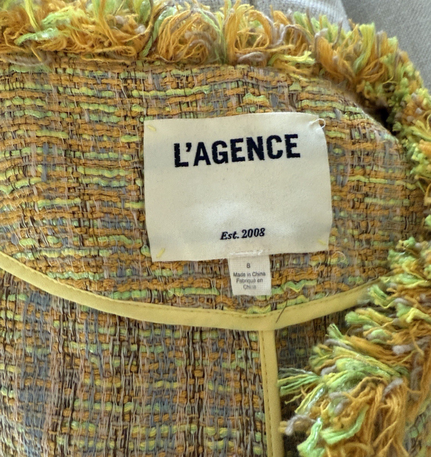 L'agence Tinlee Yellow Tweed Blazer Size 8