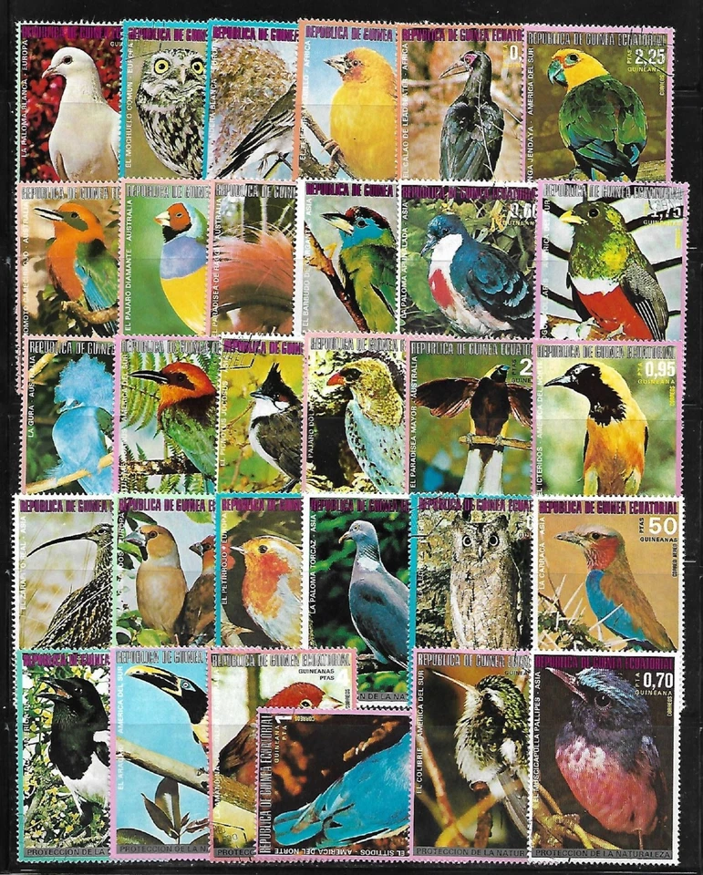 Guinée Equatoriale 1975/77 30 timbres oblitérés Oiseaux (AL200) - Photo 1/1