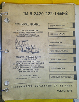 #ad JOHN DEER 410 LOADER BACKHOETECHNICAL MANUAL TM5 2420 222 14 amp; P2 $249.00