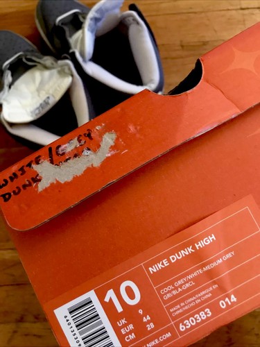 2001 Nike Dunk High (occasion/homme taille 10) gris blanc 630383-014 vintage CO.JP - Photo 12/12