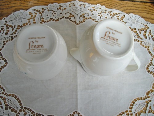 Azucarero y crema vintage Lenore SPRING MELODY flores azules ~ - Imagen 6 de 8