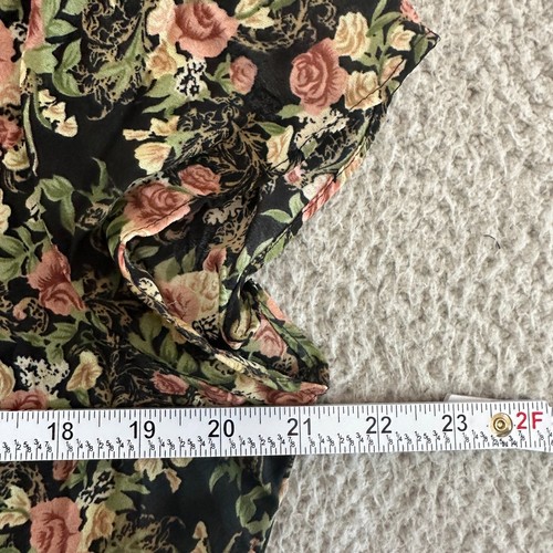 Vintage 90er Kleid Gr. Large Drop Waist Schnürung Cami Slip Blumen Oversized transparent - Bild 13 von 22