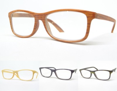 Unisex Faux Wood Small Retro Rectangle Spring Hinge Reading Reader Glasses