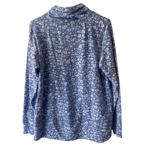 Isaac Mizrahi Live Top Womens S Blue/White Cowl Neck Pullover Cotton Blend - Picture 8 of 15