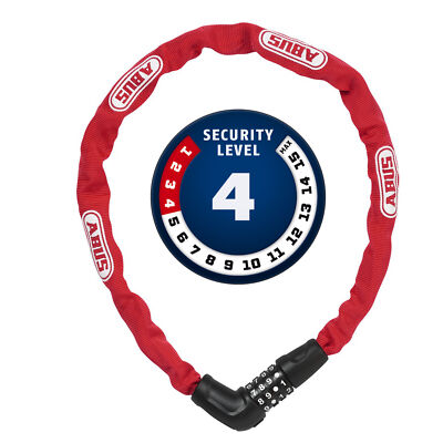 ABUS Fahrrad Kettenschloss m. Zahlencode Steel-O-Chain 5805C rot 5mm 75cm Level4