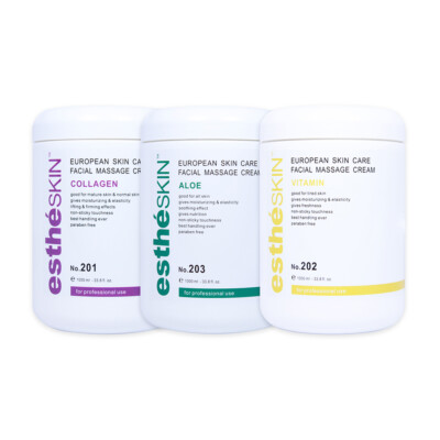 (3 pack) estheSKIN Facial Skin Care Massage Cream, Collagen Aloe Vitamin, 33.8oz