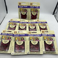 Lot of 1000 Thumb Tacks RED Brass Push Pins Office Boards US SHIP w/ Storage Box