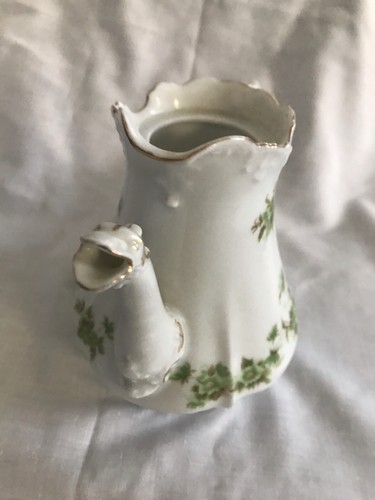 Antik Schlesien Deutschland grüne Blumen kleiner Milchkrug. Drachenauslauf. - Bild 14 von 18