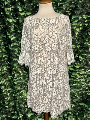 Jessica Howard Lace Bell Sleeve Sheath Dress Ivory Lined