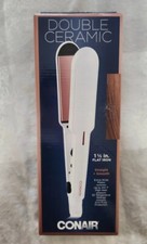Conair Double Ceramic Flat Iron, 1 1/2 Inch Flat Iron, White / Rose Gold