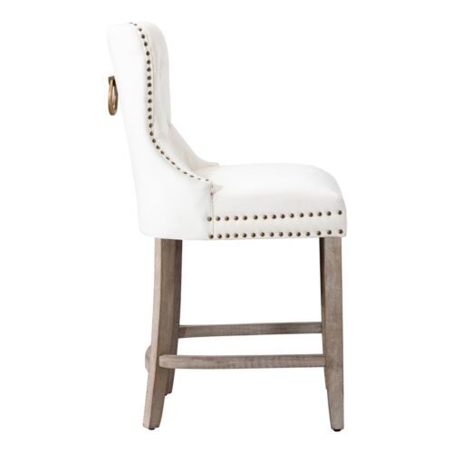 24" Tufted Velvet Counter Stool, Antique Gray - Picture 10 of 66