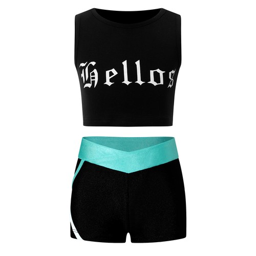 Kids Girls Set Gymnastic Outfits Athletic Gym Suit 2 Piece Activewear Workout - Picture 5 of 57