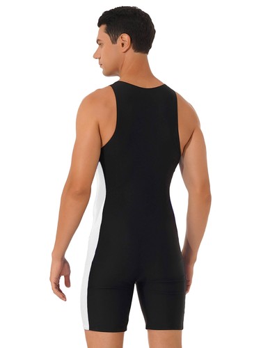 Mens Swimwear One-Piece Surfing Swimsuit Stretchy Racer Back Zipper Jumpsuit - Picture 12 of 72