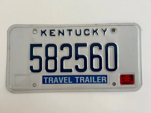 2016 Kentucky Travel Trailer License Plate Nice Condition