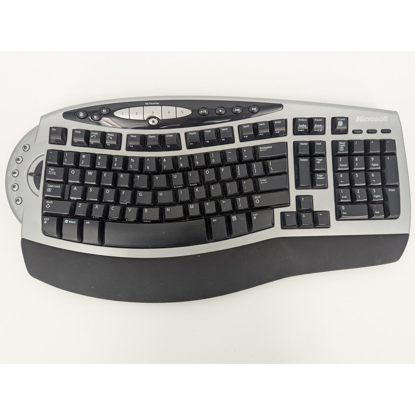 Untested Microsoft Wireless Comfort Keyboard 1.0A Ergonomic Full Size Keyboard