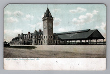 Postcard Train Depot Union Station Portland Maine ME Street View Antique 1900s