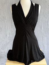 y2k American City Wear Womens XL Black Sparkle Stretchy Knit Dance Halter Dress