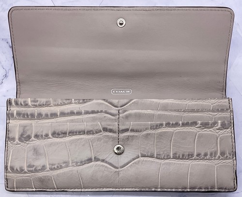 COACH Croc Embossed Leather Long Wallet - 7.8" x 3.6" - Picture 12 of 23