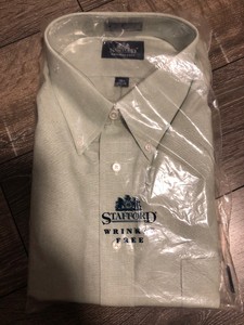 Stafford Dress Shirt Wrinkle Free 18 1 2 35 36 Celadon New Ebay